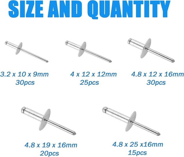 Detalle 2 de BESTYCHAO Aluminium Blindnieten Set 120 Stück
