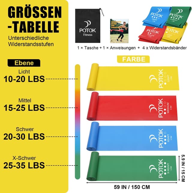 Detalle 2 de POTOK 4er Fitnessbänder 1,5 m