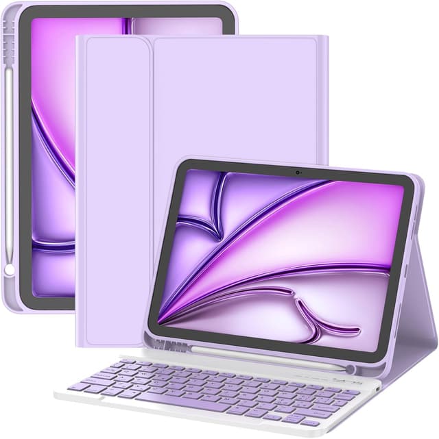 Detalle de TQQ Cover con Tastiera per iPad Air 11 pollici (M3 2025 e M2 2024) / iPad Air 5ª-4ª Gen / iPad Pro 11 pollici: tastiera Bluetooth staccabile QWERTY italiano