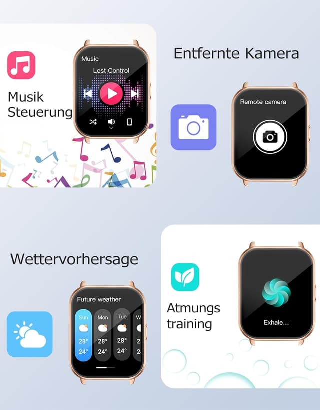 Thumbnail 6 de RUIMEN Smartwatch Telefonfunktion Pulsuhr SpO2