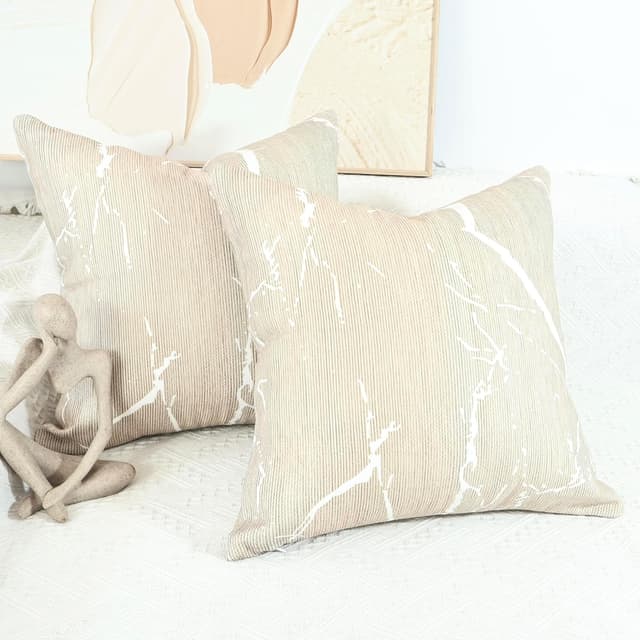 Thumbnail 6 de OYIMUA 2er Set Deko-Kissenbezüge 50x50 Beige aus Chenille