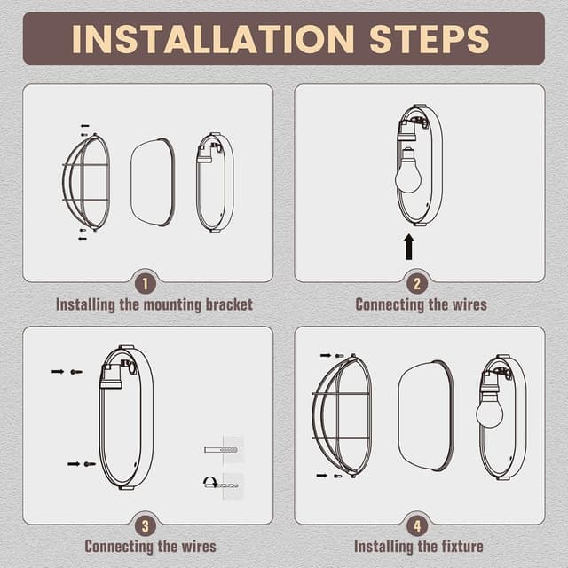 Detalle de MULANDI Nautical Bulkhead Light outdoor wall mount (30W warm white, die-cast aluminium, waterproof)