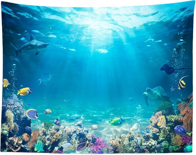 Detalle de BELECO Underwater World Backdrop (1.5x1m) polyester fabric for sea-themed photo shoots