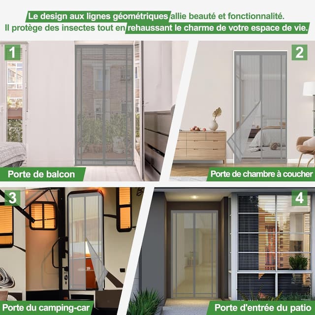 Detalle de Sekey Moustiquaire découplable 140x240 cm pour porte