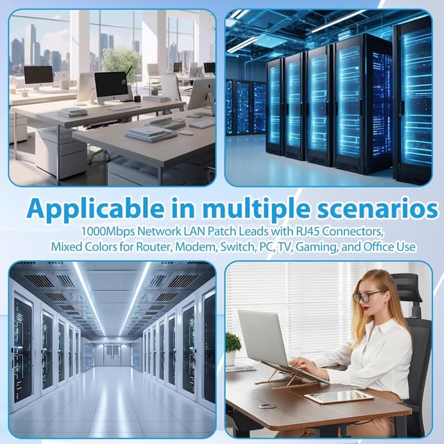 Thumbnail 6 de FunWorth Short Cat6 Ethernet Cable (15cm) – 10 Pack RJ45 Patch Leads, Colour Coded for 1Gbps Network Setups