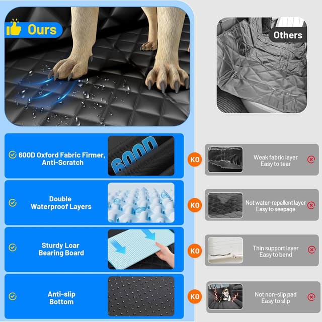 Thumbnail 2 de Dog Car Seat Cover Hard-Bottom Hammock 400 lbs