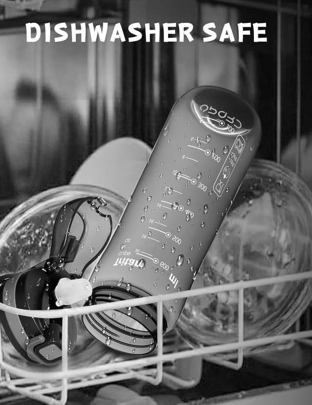 Thumbnail 6 de Opard 700 ml / 1000 ml water bottle with straw cap – BPA-free, leak proof flip top, dishwasher safe