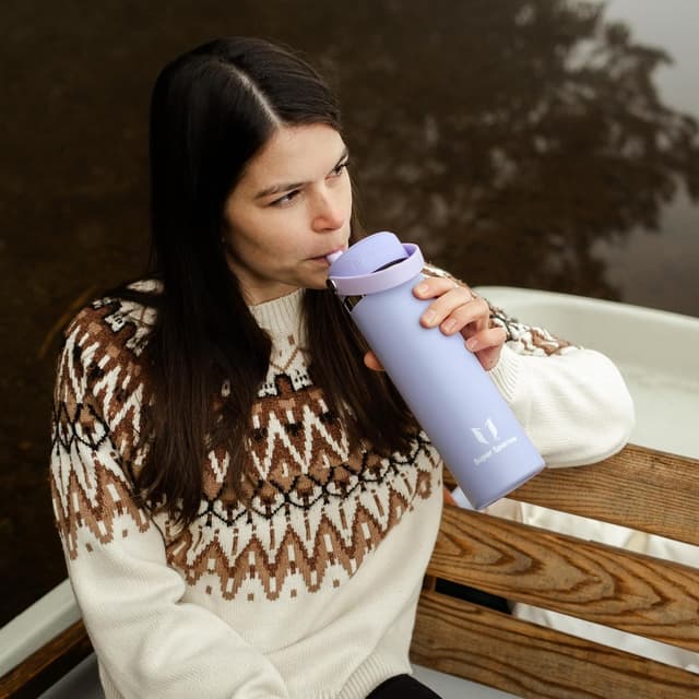 Detalle de Sparrow Edelstahl-Trinkflasche 750 ml mit weiter Öffnung und SwivelSip – auslaufsicher, BPA-frei