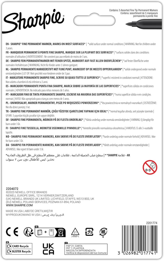 Thumbnail 6 de Sharpie Glam Pop Permanent Markers (Fine Point) – Assorted Vibrant Colours, 5 Pack