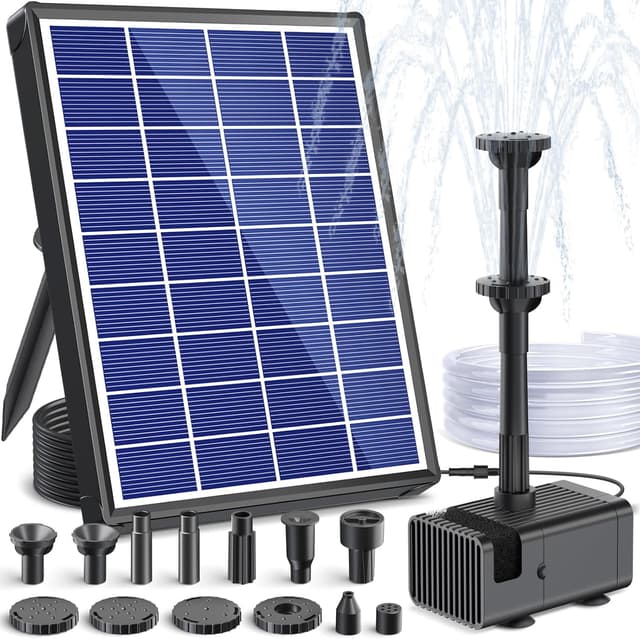 Detalle de POPOSOAP 6.5W Solar Fountain Pump for Bird Bath with Dry-Run Protection and Double-Layer Nozzles
