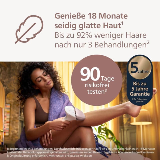Detalle 2 de Philips Lumea IPL 9900 Series (BRI950/02) mit SenseIQ & SkinAI – Alternative zur Laserhaarentfernung, 2 Aufsätze für Körper & Gesicht