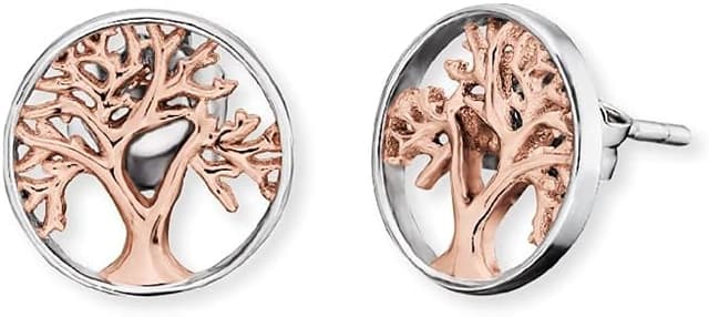 Detalle de Engelsrufer Ohrstecker „Baum des Lebens“ aus 925er Sterlingsilber, bicolor, 12 mm