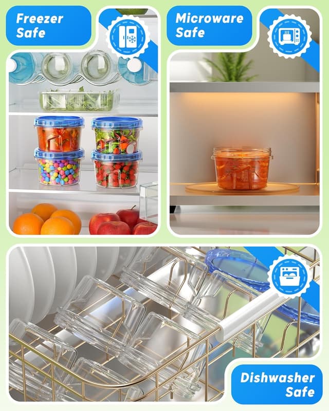 Detalle 2 de BiuLeon 6-Pack 17oz Freezer Storage Containers with Twist-Top Lids (BPA-Free, Microwave & Dishwasher Safe)