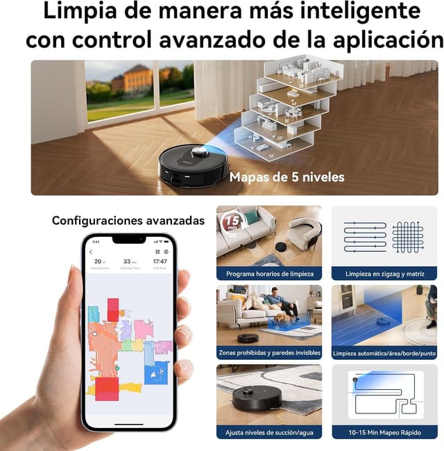 Thumbnail 3 de Proscenic Q8 Robot Aspirador y Fregasuelos LiDAR 4500Pa 🤖