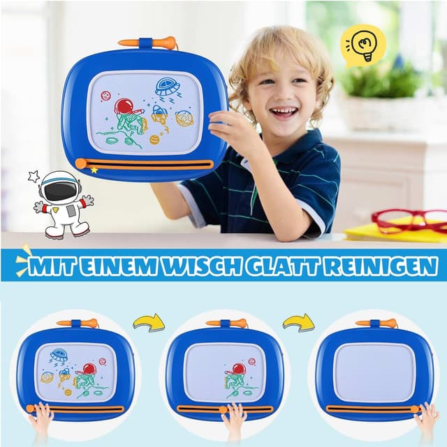 Detalle de Smasiagon magnetische Maltafel „Zaubertafel“ – löschbares Magnet-Zeichenbrett für Kinder (ab 1–3 Jahren), Marineblau