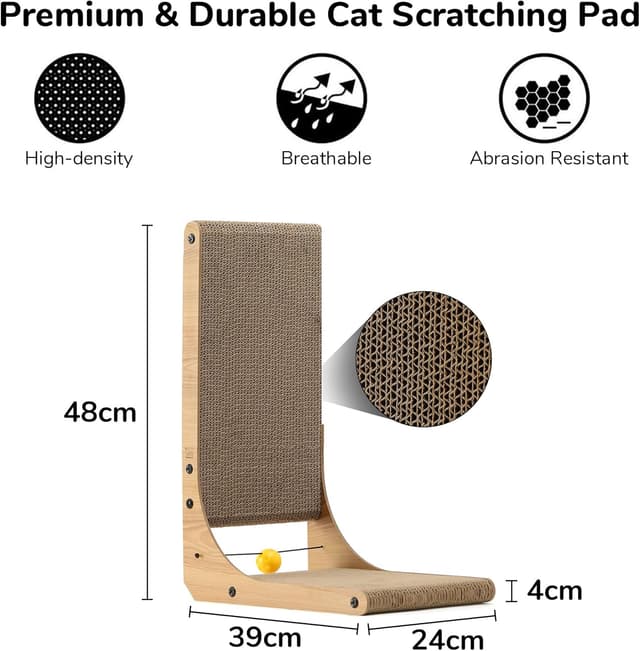 Detalle de FUKUMARU L Shaped Cat Scratching Board 48 cm 🐱