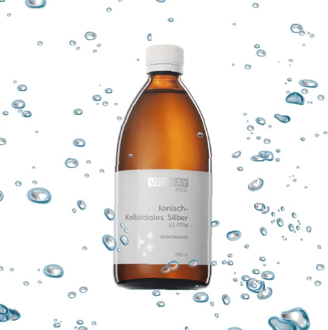 Detalle 2 de Vitabay Med Argent Colloïdal 50 PPM (99,99%) en flacon ambre de 500 ml