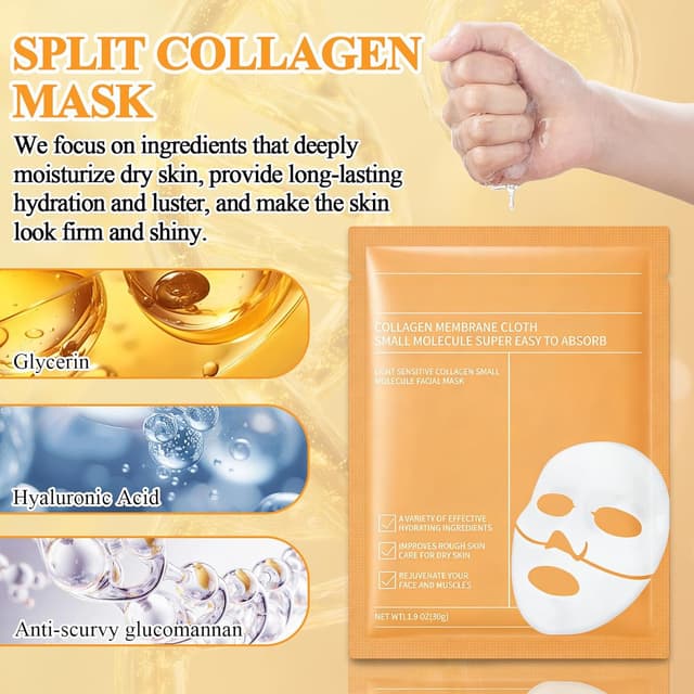 Detalle de Maschera viso in idrogel al collagene (confezione da 5 fogli) per luminosità istantanea