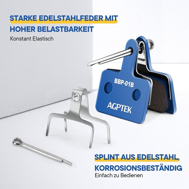 Detalle 2 de AGPTEK 4X Bremsbeläge für Scheibenbremsen (4 Stück) – semimetallisch für Mountainbike