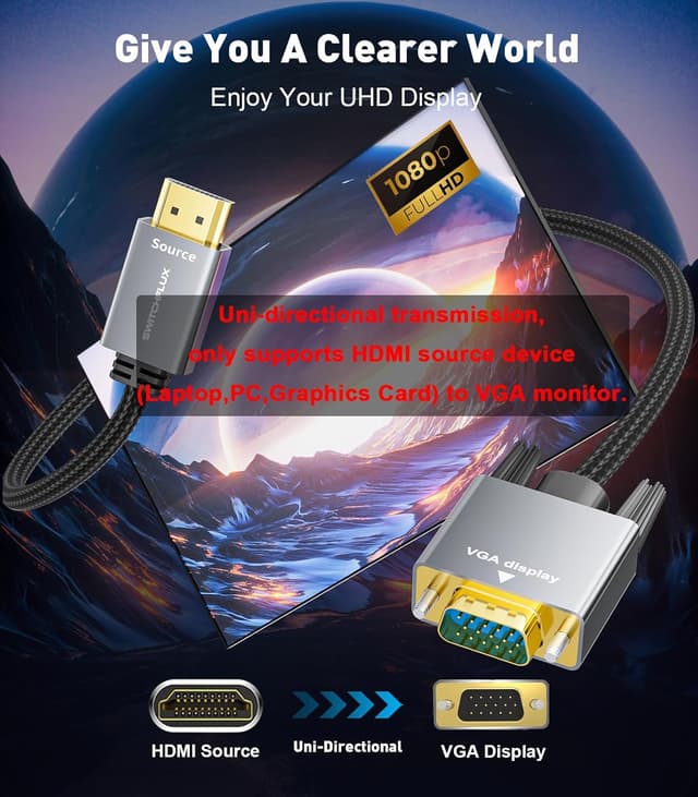 Detalle de SWITCHFLUX HDMI to VGA Adapter Cable 1.8m