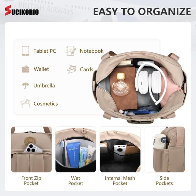 Detalle de SUCIKORIO 40x30x15 cm British Airways Air France Jet 2 Handgepäck Tasche – faltbare wasserdichte Oxford Cabintasche (18 l)