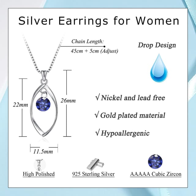 Detalle 2 de Zolkamery Schmuckset aus 925 Sterling Silber für Damen: Twist-Halskette & Ohrhänger mit Zirkonia