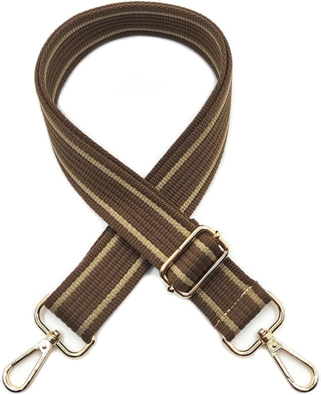 Detalle de Yudawang verstellbarer Taschengurt zum Wechseln (3,8 cm) mit Karabiner, Weiß-Braun – Schulterriemen für Damen