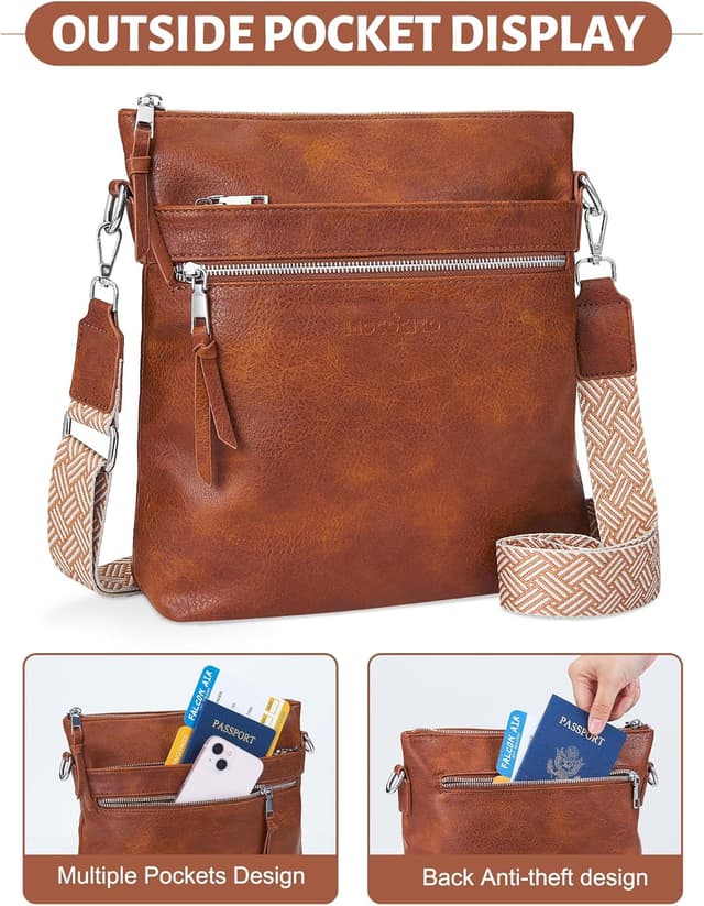 Detalle 2 de MOCOCITO Umhängetasche Damen im Crossbody-Style mit breitem, verstellbarem Gurt (29 x 27 x 7,5 cm)