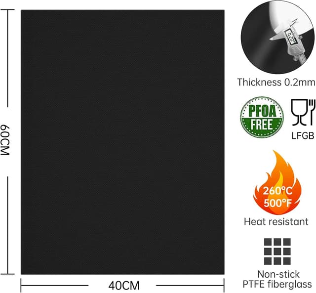 Detalle de SPGOOD BBQ Grillmatte-Set (4-teilig) 40 x 60 cm, antihaft, wiederverwendbar, PFOA-frei