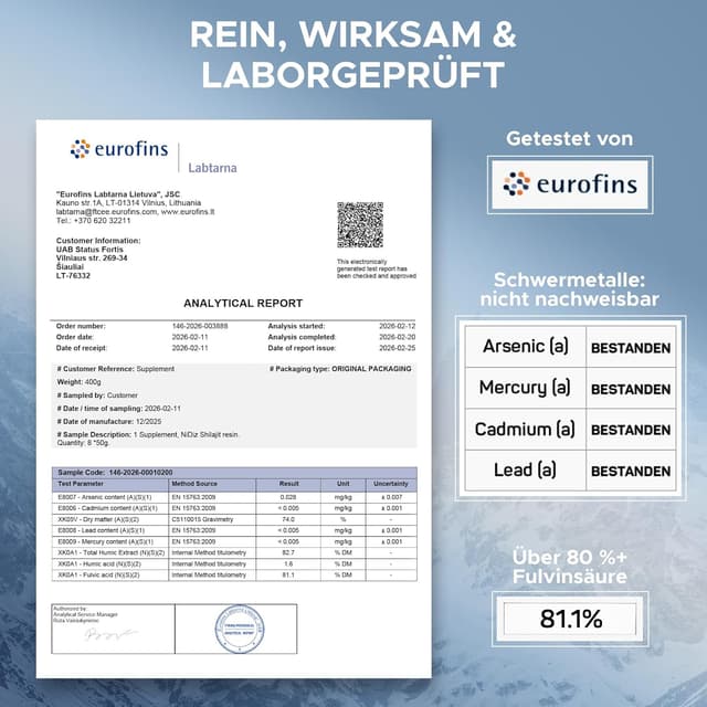 Detalle de 100% Shilajit Original 800 mg (5-in-1 Himalaya) – 100 g Glas, pro Portion 800 mg Shilajit-Harz