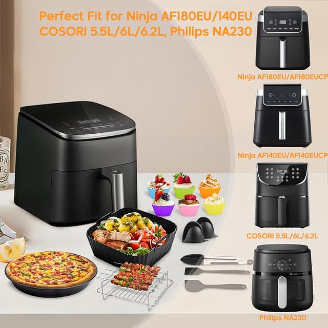 Detalle 2 de Airfryer Zubehör Set mit 19 Teilen für Heißluftfritteuse