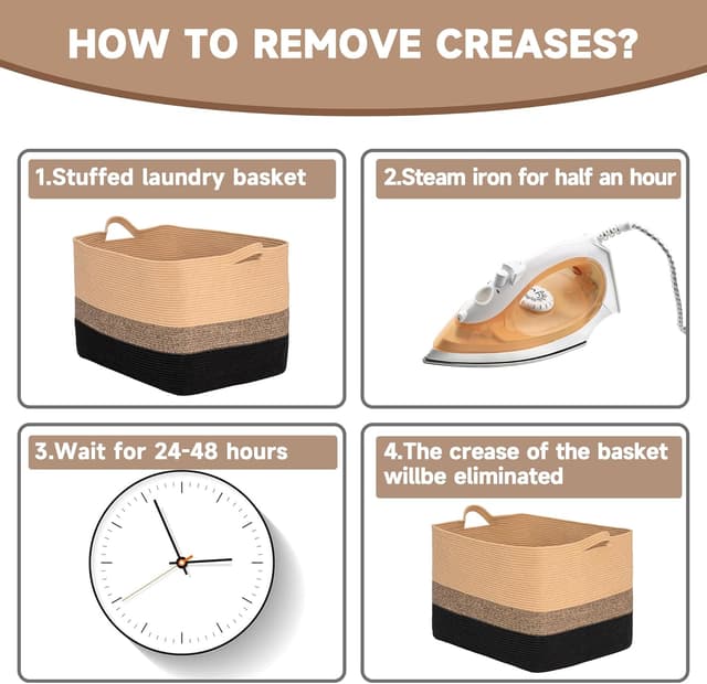 Thumbnail 6 de CLHMILY&Z Square Cotton Rope Storage Basket 110L