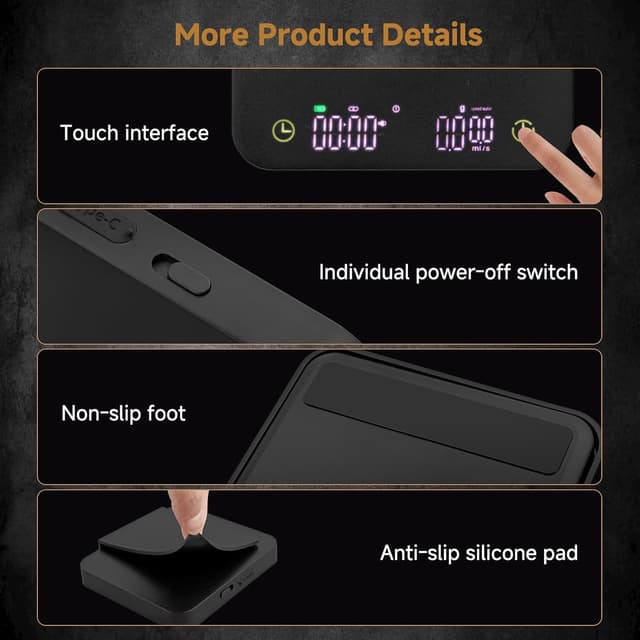 Thumbnail 6 de Diceaynico wiederaufladbare Mini-Kaffeewaage mit Temperaturregler, 0,1 g Genauigkeit (3 kg/0,1 g)