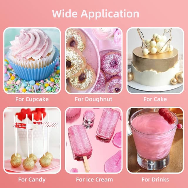 Detalle de DecorRom essbarer Glitzer – 10 g Glitzerstaub im Sprühfläschchen (Silber) zum Dekorieren von Kuchen & Getränken