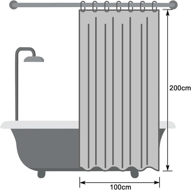 Thumbnail 6 de EurCross schmaler Duschvorhang 100×200 cm aus Textil (rosa) – wasserdicht, waschbar, mit 7 Ringen