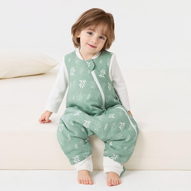 Detalle de Duomiaomiao Schlafsack 1,5 Tog aus 100% Baumwolle mit Beinen für 3–4 Jahre (Grün)