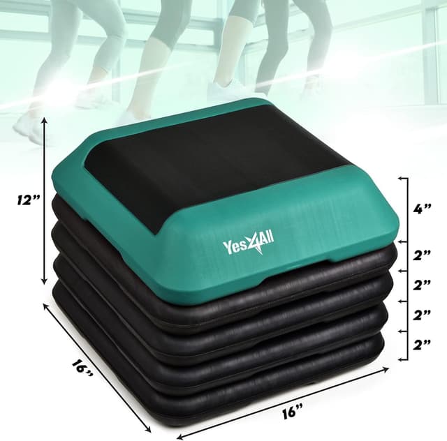 Detalle 2 de Yes4All Aerobic Stepper Exercise Steps with 3 Adjustable Heights (10cm, 15cm, 20cm) – Non-slip, Cardio & Yoga Fitness Step