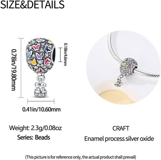 Detalle de TINSLO Charm Anhänger aus 925 Sterling Silber mit Zirkonia für Armband und Kette (kompatibel zu europäischen Charm-Systemen)