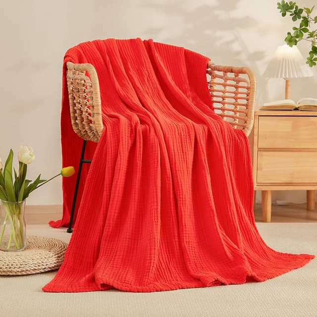 Detalle 2 de EMME Musselin-Decke für Erwachsene (100% Baumwolle), 228 x 228 cm – atmungsaktive Gaze-Decke für alle Jahreszeiten