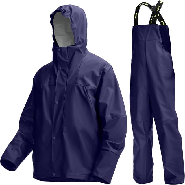 Detalle de Navis Marine Men’s PRO Workwear 3-Piece Waterproof Rain Jacket & Bib Pants Set