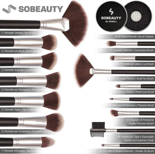 Thumbnail 3 de SOBEAUTY set 15 pennelli trucco vegani 🎨