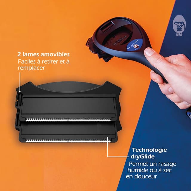 Detalle de Bakblade 2.0 rasoir pour le dos et le corps Homme, rasage humide ou sec, 2 lames jetables