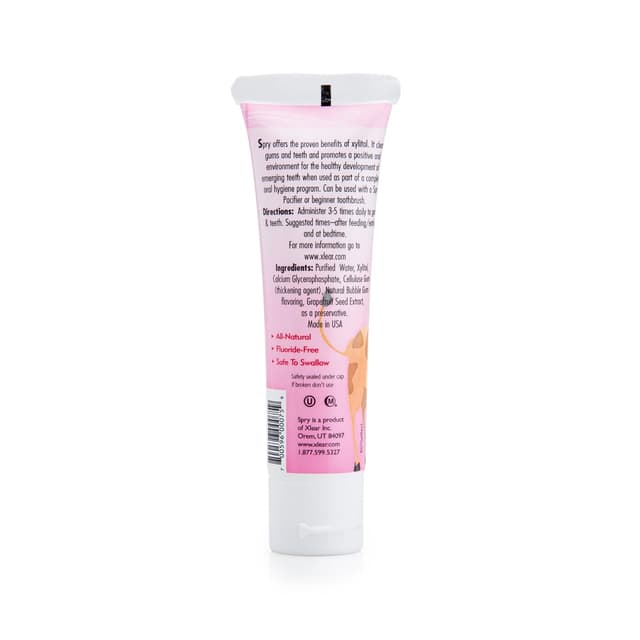 Detalle 2 de Spry Natural Xylitol Toothpaste for Baby, Toddler, Kids (Fluoride-Free) — Age 3 Months+, 2 fl oz Gel (Pack of 3)