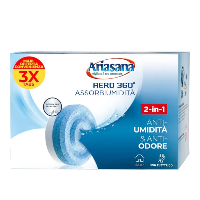 Detalle de Ariasana Aero 360 Tab inodore 3×450 g per assorbiodori