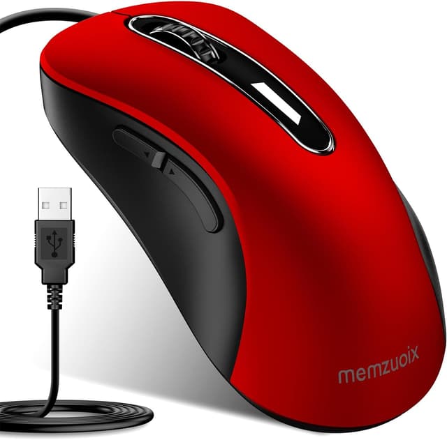 Detalle de Memzuoix Wired USB Mouse (Optical 1400 DPI) – 5-Button Ergonomic Wired Mouse for Laptop, PC & Mac