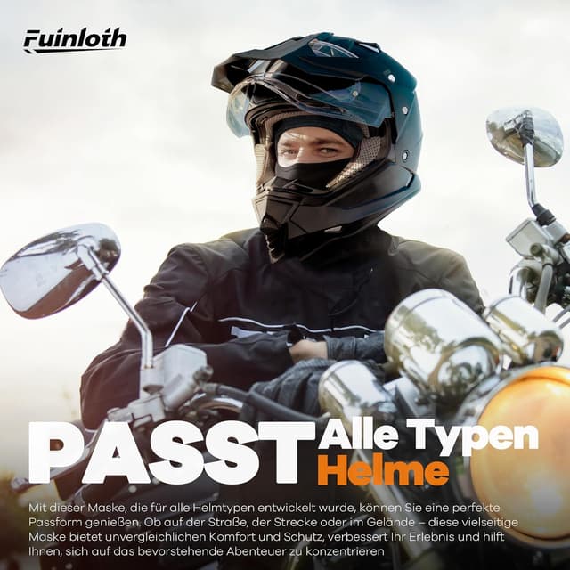 Detalle de Fuinloth Sturmhaube & Skimaske Balaclava für Motorrad, Fahrrad und Winter – helmkompatibel