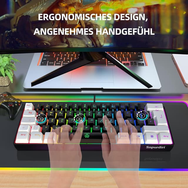 Detalle 2 de 60% Snpurdiri Gaming Tastatur, 61 Tasten