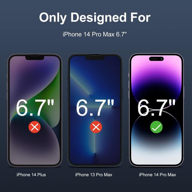 Detalle de Tentoki Screen Protector for iPhone 14 Pro Max (6.7 Inch) — 3-Pack tempered glass, 9H scratch resistant