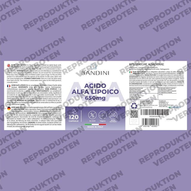 Thumbnail 6 de Bandini Alpha-Liponsäure 650 mg 120 Kapseln