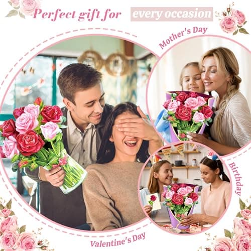 Thumbnail 4 de Airpark Pop Up Flower Card 3D Red Rose Bouquet 💌